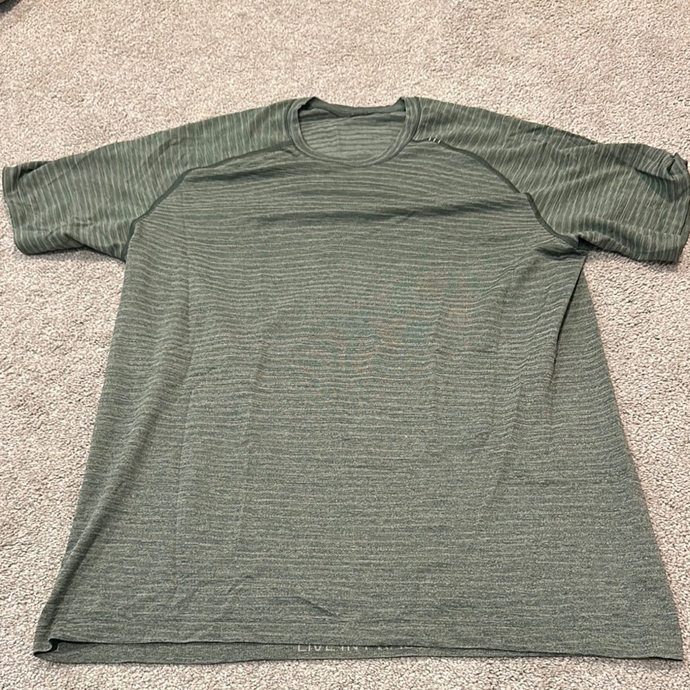 Lululemon Men's Green Striped Shirt